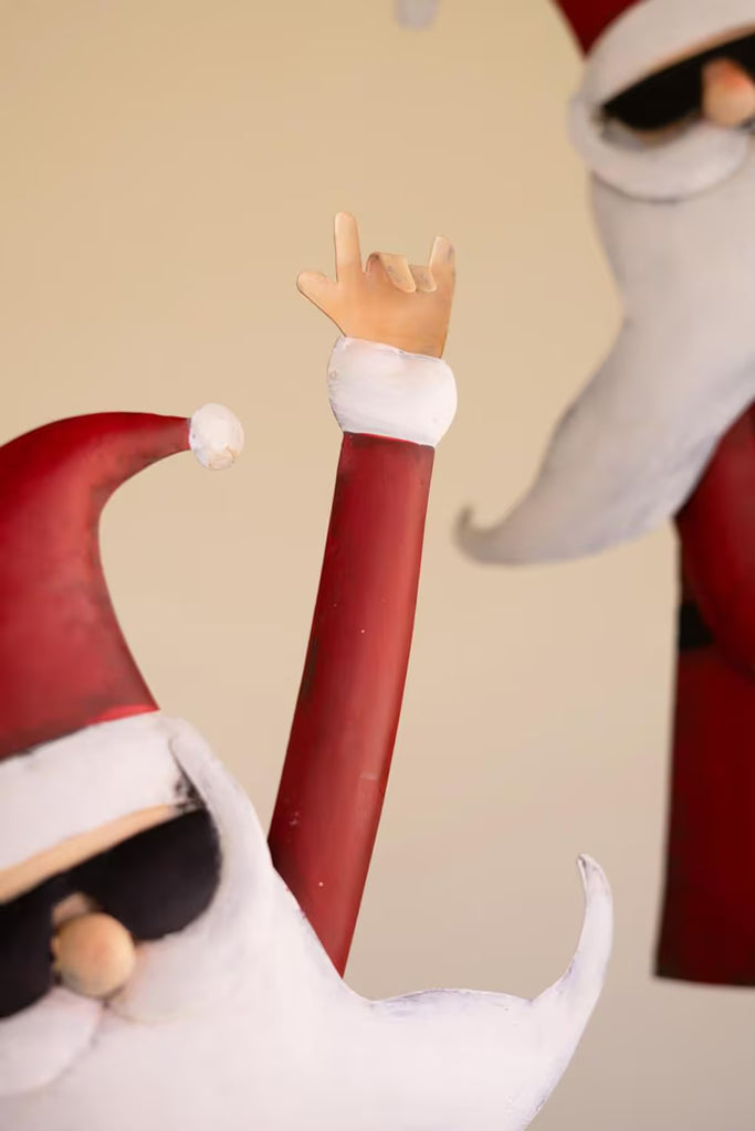 Set of 2 Painted Metal Santa Musicians