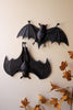 Set of 2 Painted Metal Wall-Hanging Halloween Bats