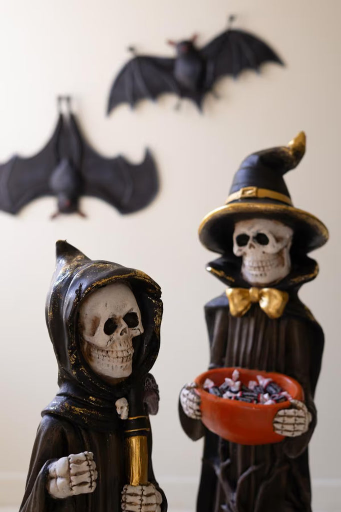 Set of 2 Painted Resin Halloween Grim Reapers