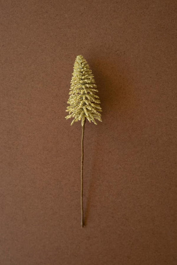 Mini Bottle Brush Trees on a Stem / Yellow (Set of 24)