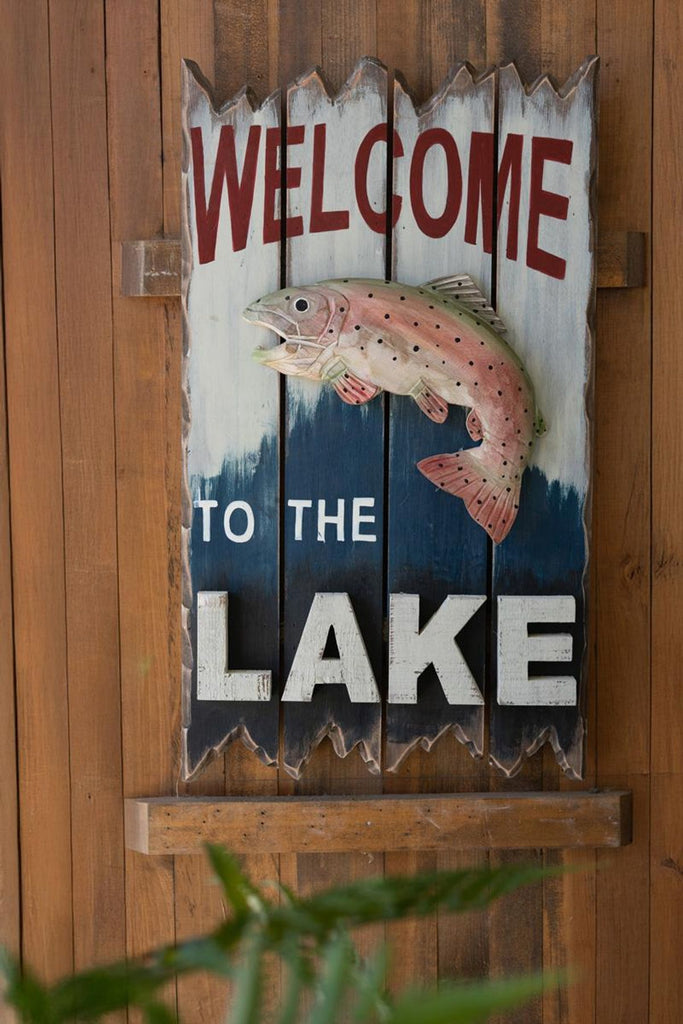 Welcome To The Lake with Trout Sign