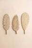 Set of 3 Hand-Carved Paulownia Wood Leaves Wall Art