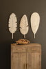 Set of 3 Hand-Carved Paulownia Wood Leaves Wall Art