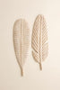 Set of 2 Giant Hand-Carved Paulownia Wood Leaves Wall Art