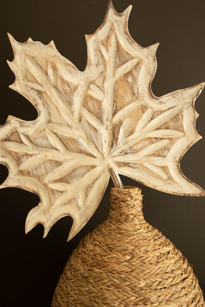 Hand-Carved Paulownia Wood Maple Leaf Wall Art (Set of 3)
