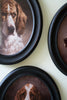 Set of 4 Framed Oval Hound Prints under Glass