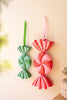 Set of 2 Large Painted Metal Colorful Christmas Candy Ornaments
