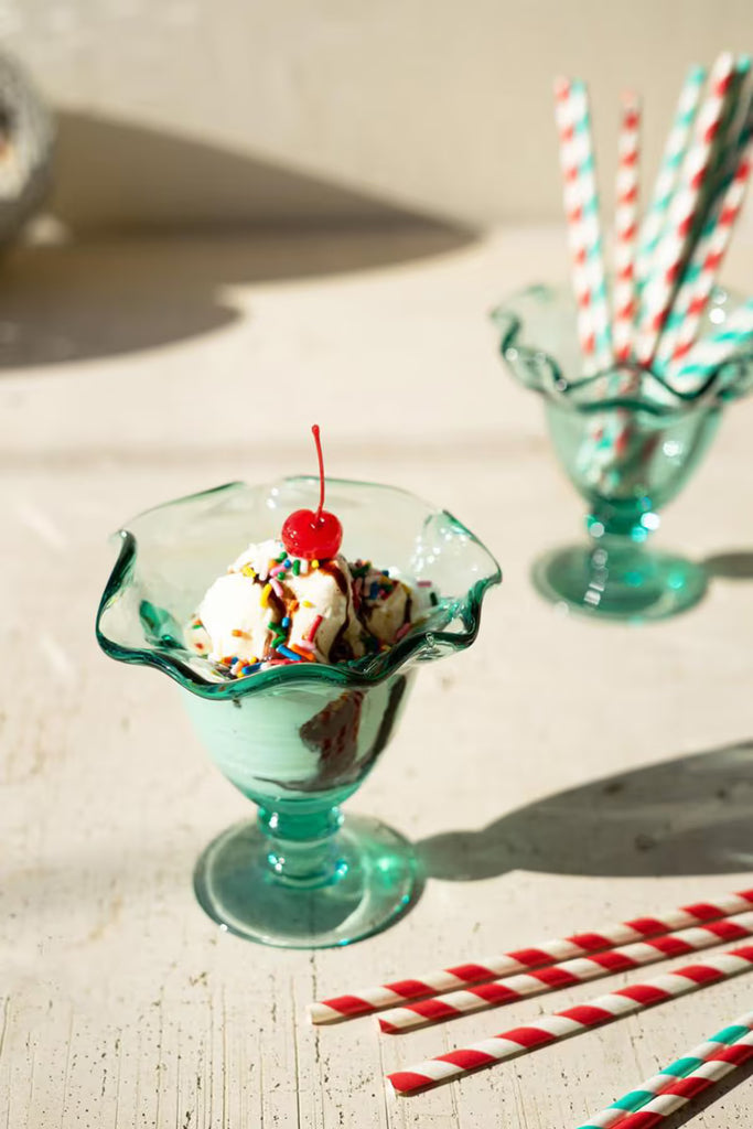 Recycled Glass Ice Cream Dish with Ruffled Edge (Set of 6)