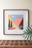 Framed Desert Architecture Painting under Glass