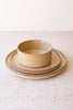 Set of 3 Khaki Ceramic Dinner Plate, Salad Plate and Bowl with Ridges (6 Sets)
