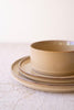 Set of 3 Khaki Ceramic Dinner Plate, Salad Plate and Bowl with Ridges (6 Sets)