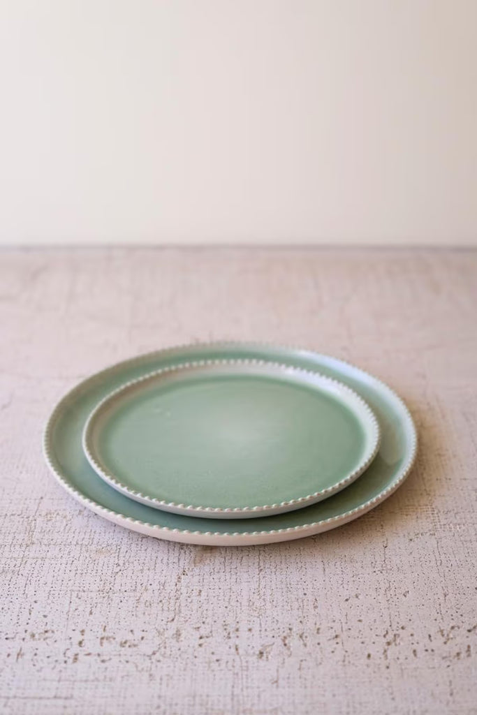 Set of 3 Sea Mist Ceramic Dinner Plate, Salad Plate and Bowl (6 Sets)
