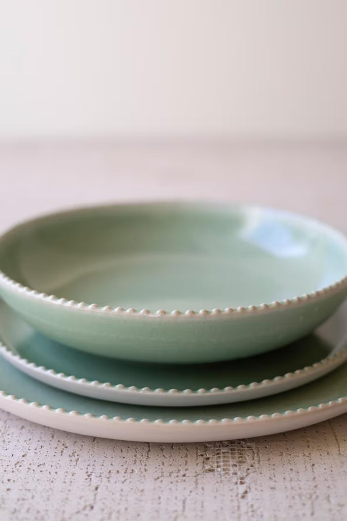 Set of 3 Sea Mist Ceramic Dinner Plate, Salad Plate and Bowl (6 Sets)