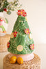 Ceramic Christmas Tree with Lemons and Poinsettias
