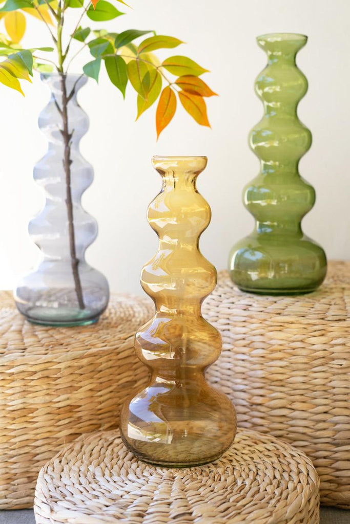 Small Glass Bubble Vase / Blue