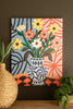 Funky Pink Flowers with Blue Vase Painting