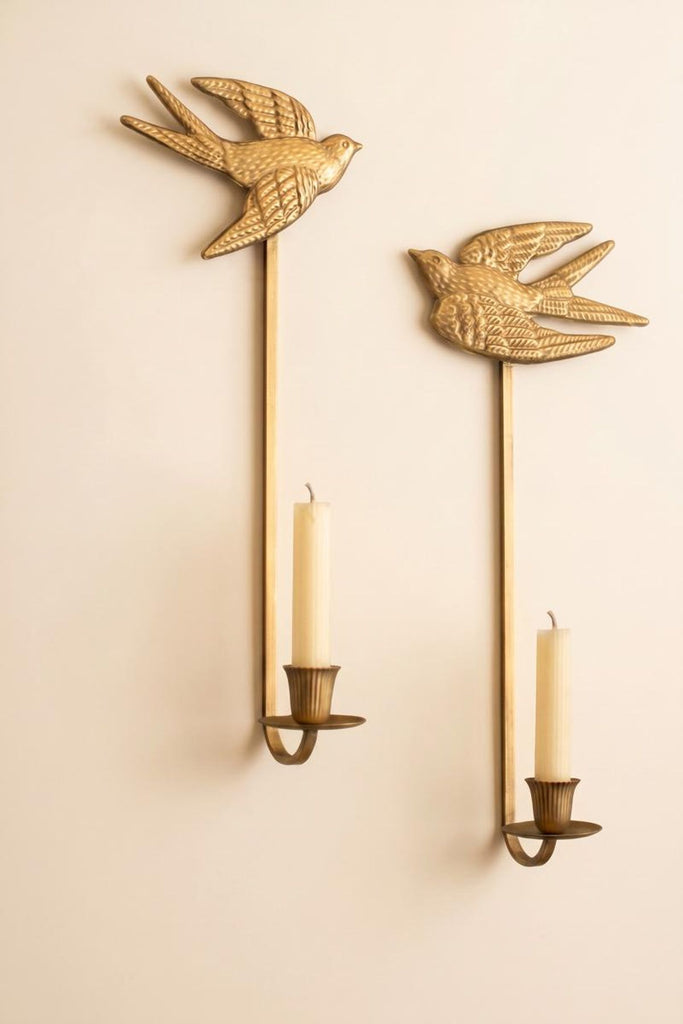 Antique Gold Sparrow Candle Wall Sconces