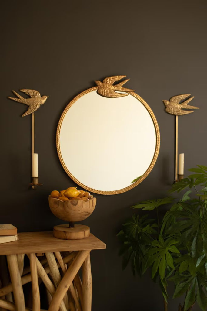 Antique Gold Sparrow Candle Wall Sconces