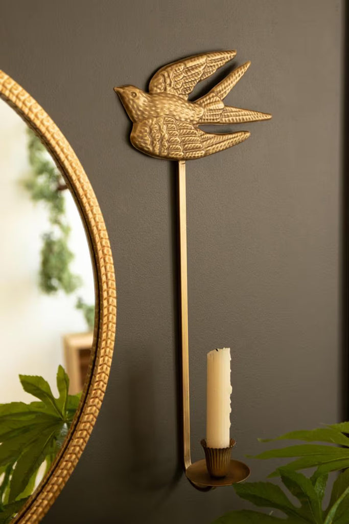 Antique Gold Sparrow Candle Wall Sconces