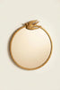 Antique Gold Metal Framed Mirror with Sparrow