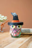 Painted Metal Witch Hat with Glass Pot