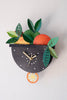 Hand-Painted Fruit Wall Clock with Moving Pendulum