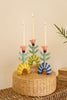 Set of 3 Ceramic Flower Taper Candle Holders