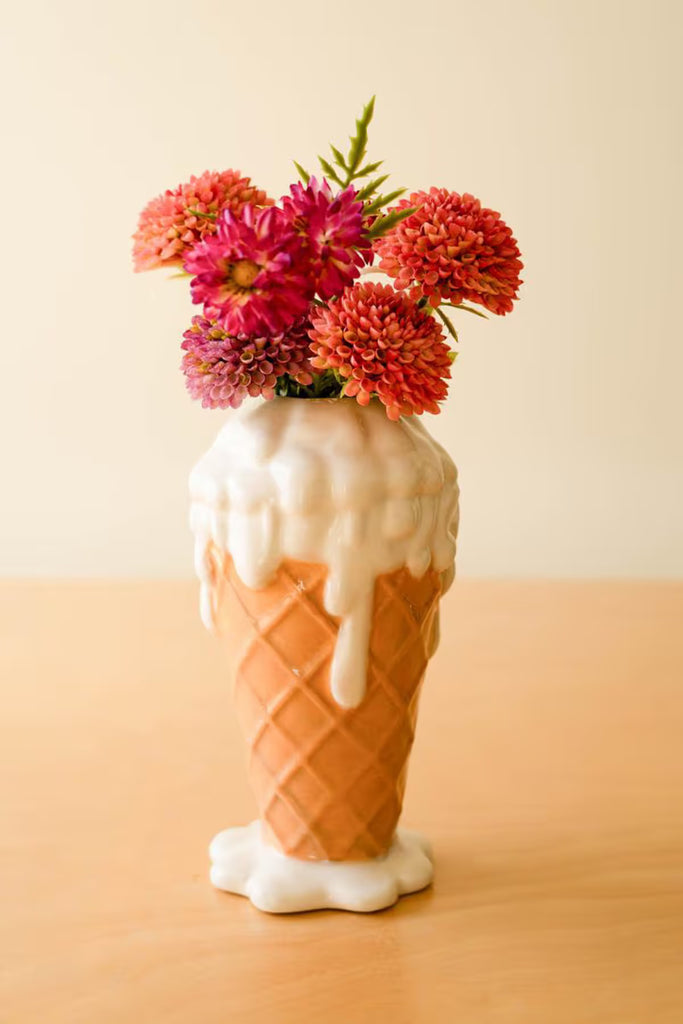 Ceramic Vanilla Ice Cream Cone Vase