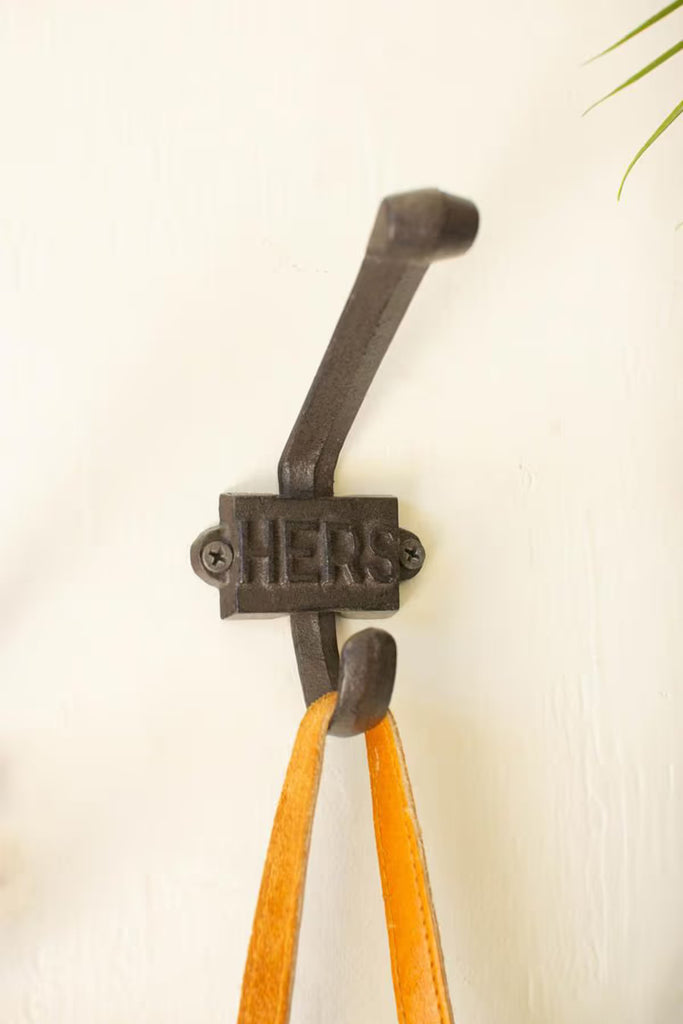 Set of 2 Cast Iron His and Hers Hooks