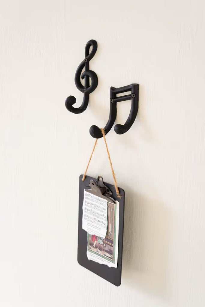 Set of 2 Cast Iron Musical Notes Hooks