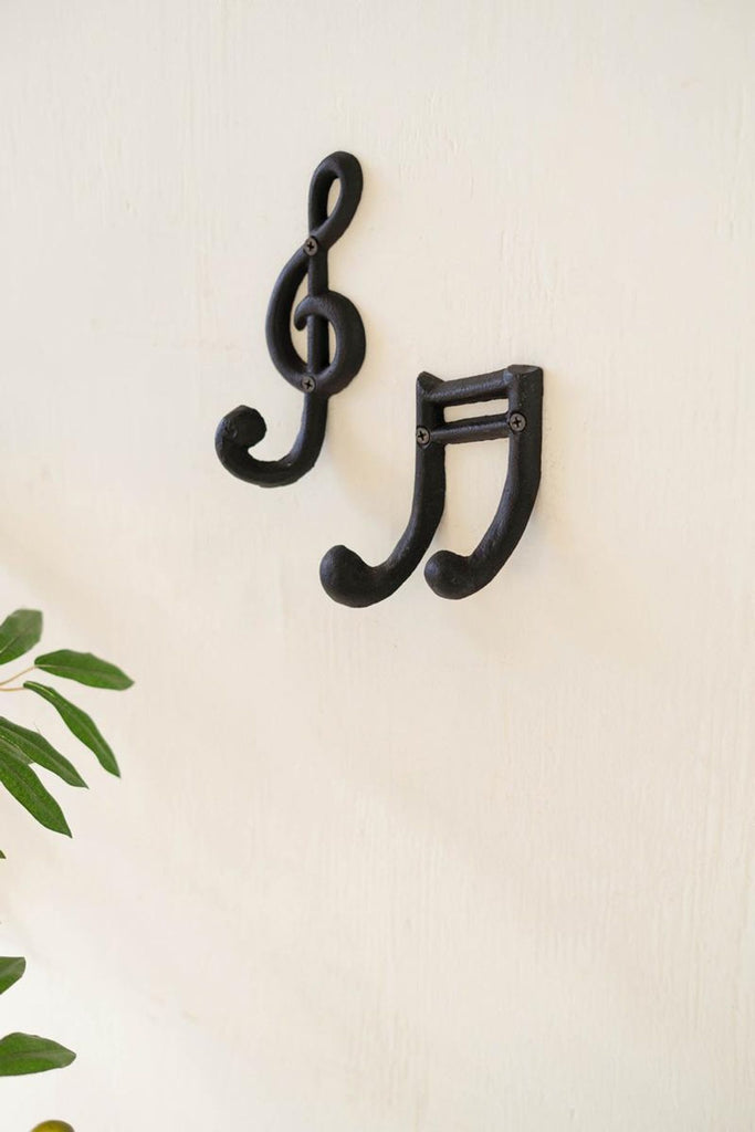 Set of 2 Cast Iron Musical Notes Hooks