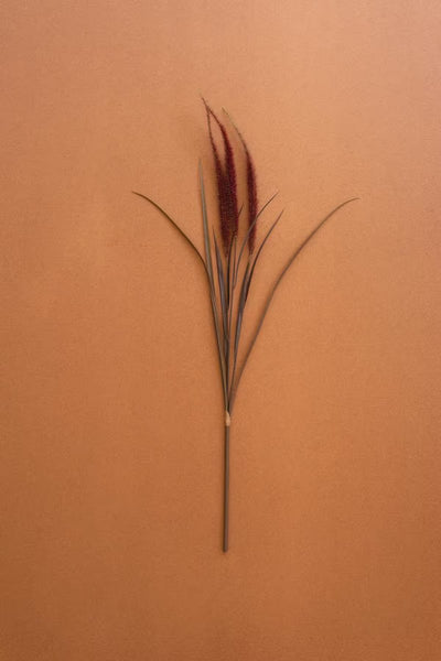 Artificial Reed Spray with Burgundy Plumes (Set of 6)