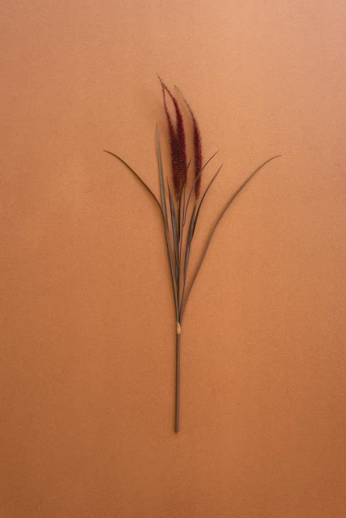 Artificial Reed Spray with Burgundy Plumes (Set of 6)