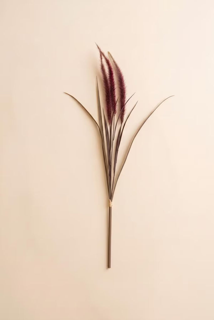 Artificial Reed Spray with Burgundy Plumes (Set of 6)