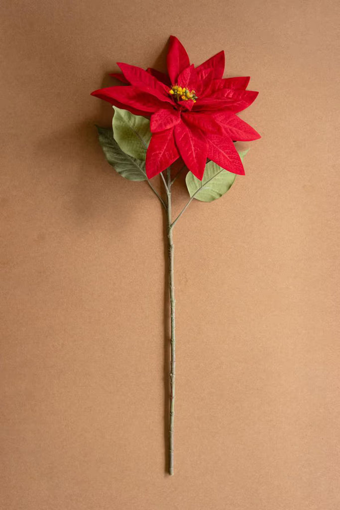 Artificial Red Poinsettia Stem (Set of 6)