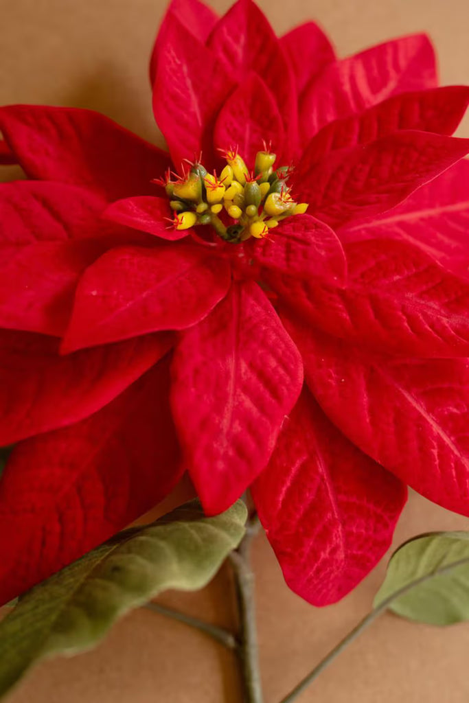 Artificial Red Poinsettia Stem (Set of 6)