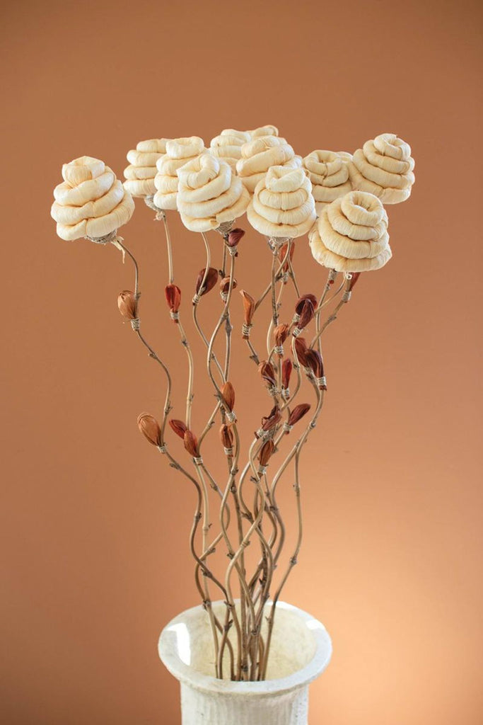 Set of 12 Cornhusk Botanicals on a Bamboo Stem / Hive