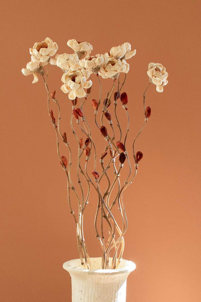 Set of 12 Cornhusk Botanicals on a Bamboo Stem / Magnolia