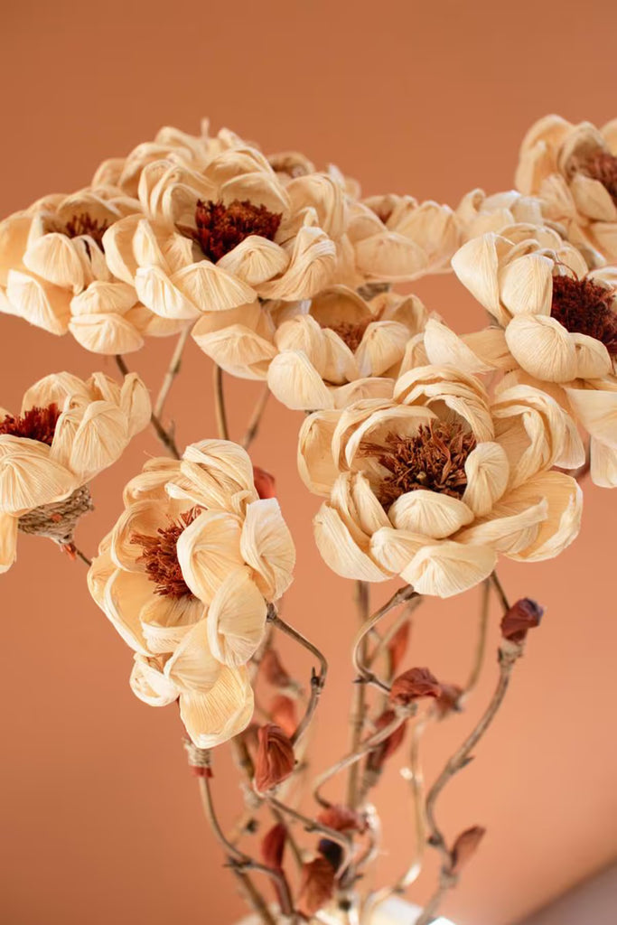 Set of 12 Cornhusk Botanicals on a Bamboo Stem / Magnolia