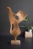 Smooth Hand-Carved Teak Wood Sculpture on a Base