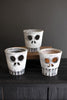 Set of 3 Clay Halloween Skull Votive Holders