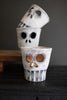 Set of 3 Clay Halloween Skull Votive Holders