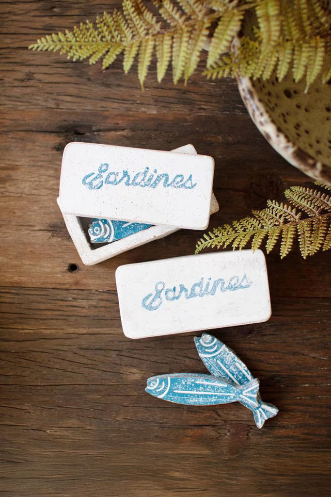 Painted Clay Sardines in a Box (Set of 4)