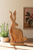 Tall Carved Wood Rabbit on a Base