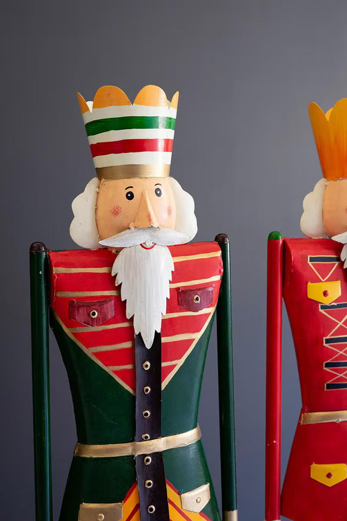 Set of 2 Painted Metal and Wood Nutcrackers