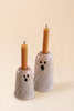Set of 2 Metal Ghost Taper Candle Holders