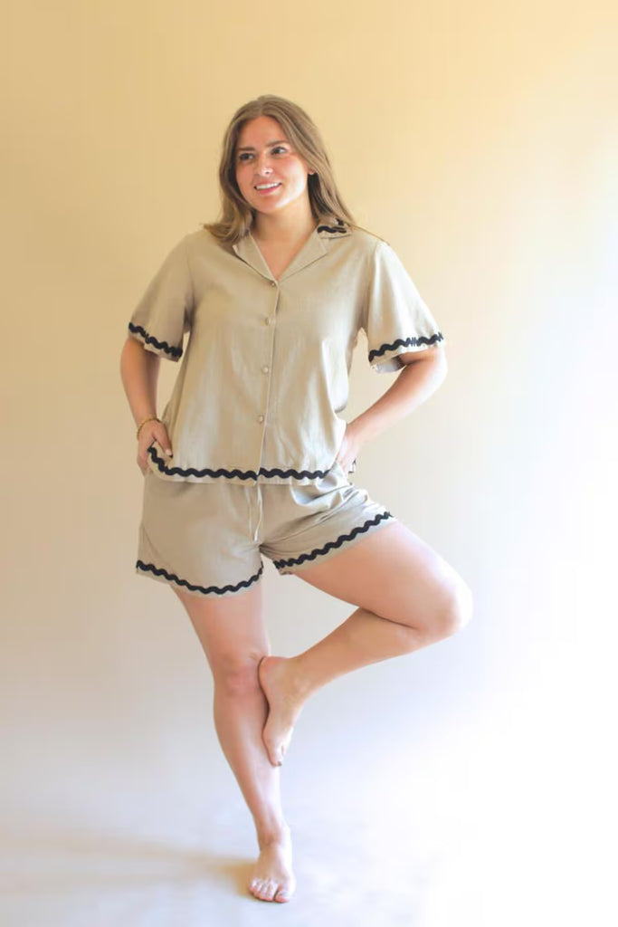 Drawstring Shorts and Top Set with Ric-Rac Detail