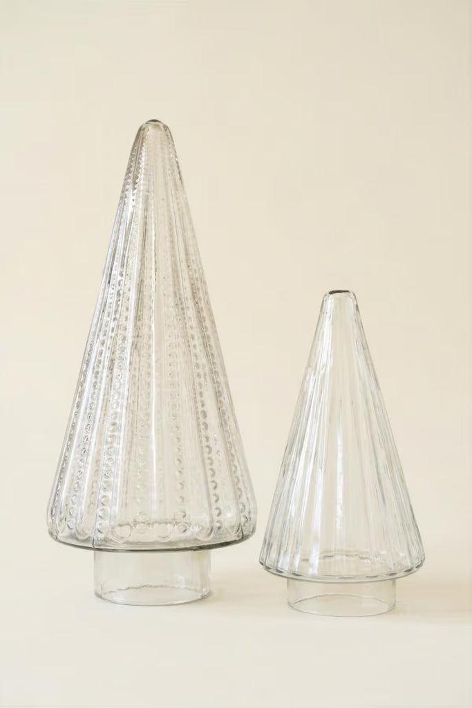 Set of 2 Clear Glass Christmas Trees