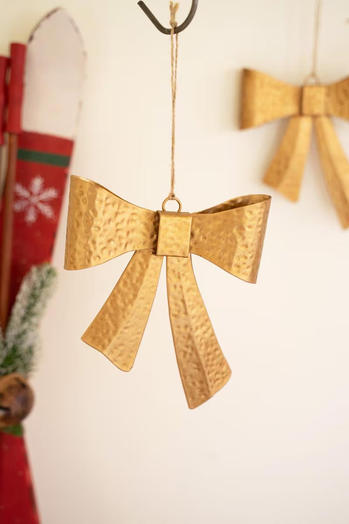 Antique Gold Metal Bow Ornament (Set of 6)