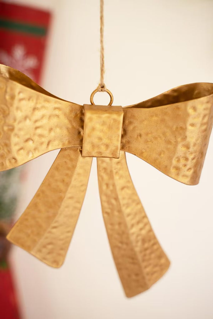 Antique Gold Metal Bow Ornament (Set of 6)